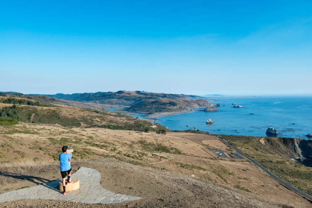 Person overlooking coastal landscape at The Wildlands Conservancy.